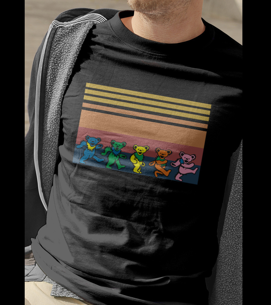 Grateful Dead Dancing Bears Colorful Stripes T-Shirt