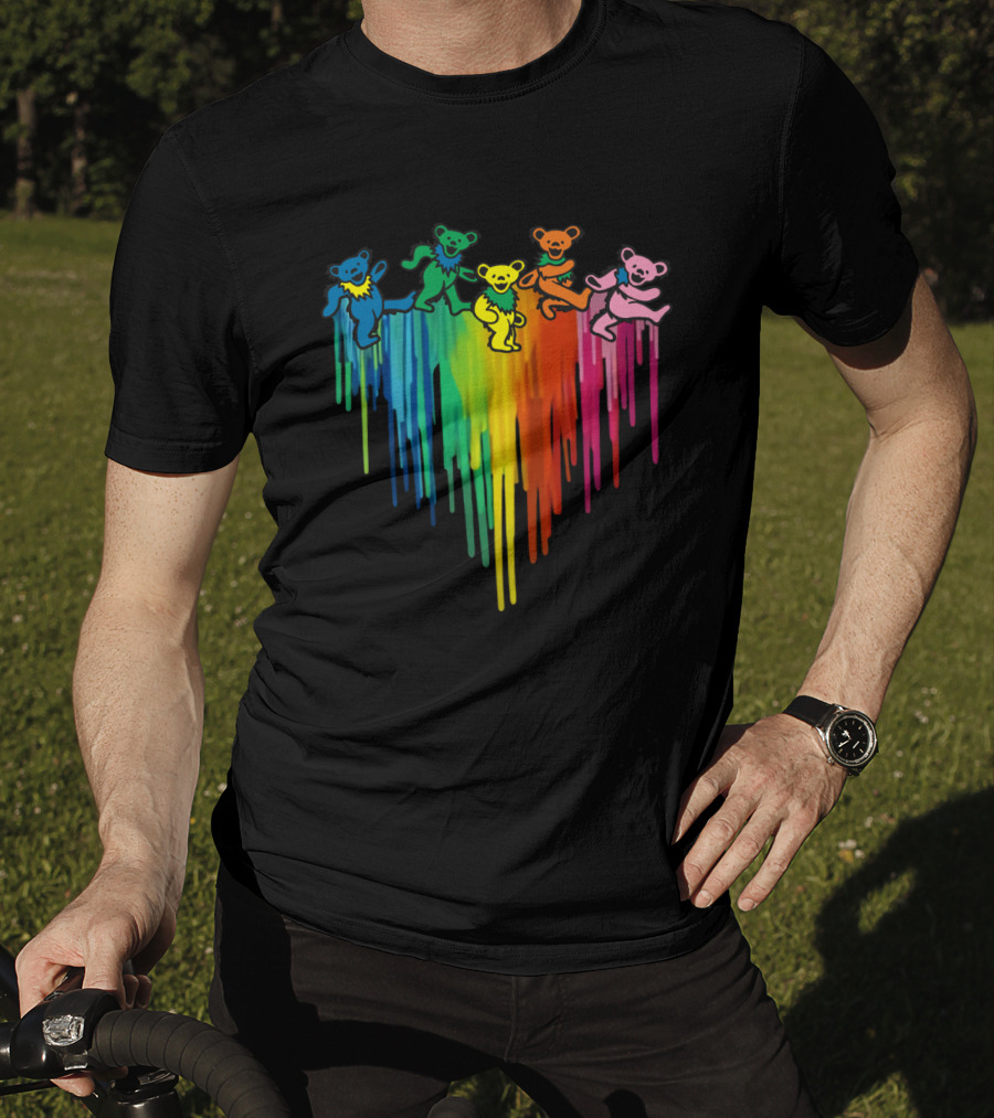 Grateful Dead Dancing Bear Rainbow Drip T-Shirt