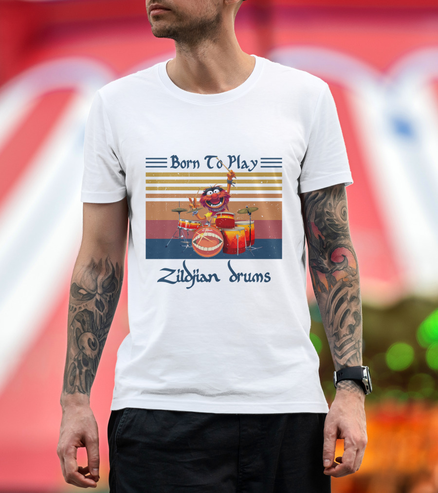 Born to Play Zildjian Drums Muppets Animal Vintage T-Shirt
