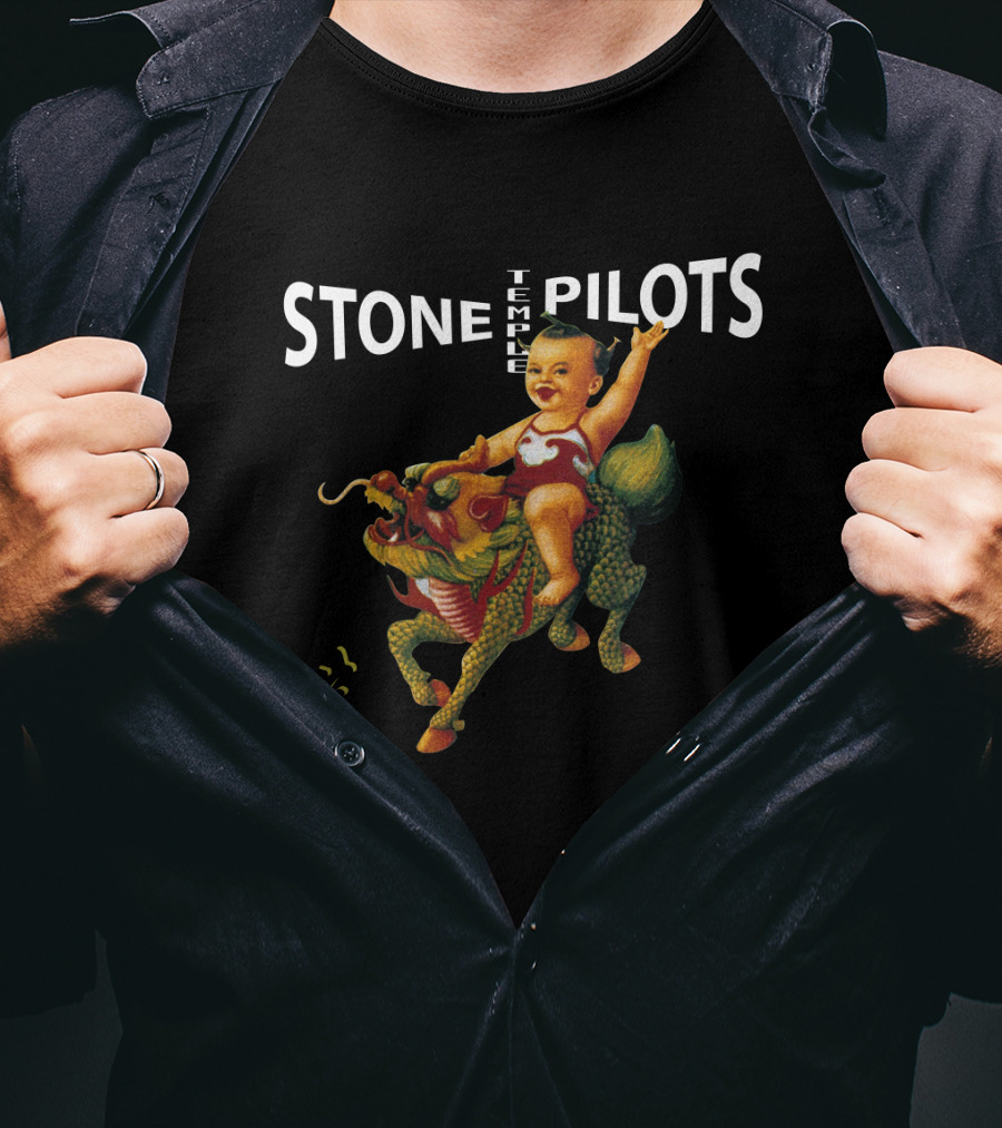 STONE TEMPLE PILOTS Baby Riding Fire-Breathing Dragon T-Shirt