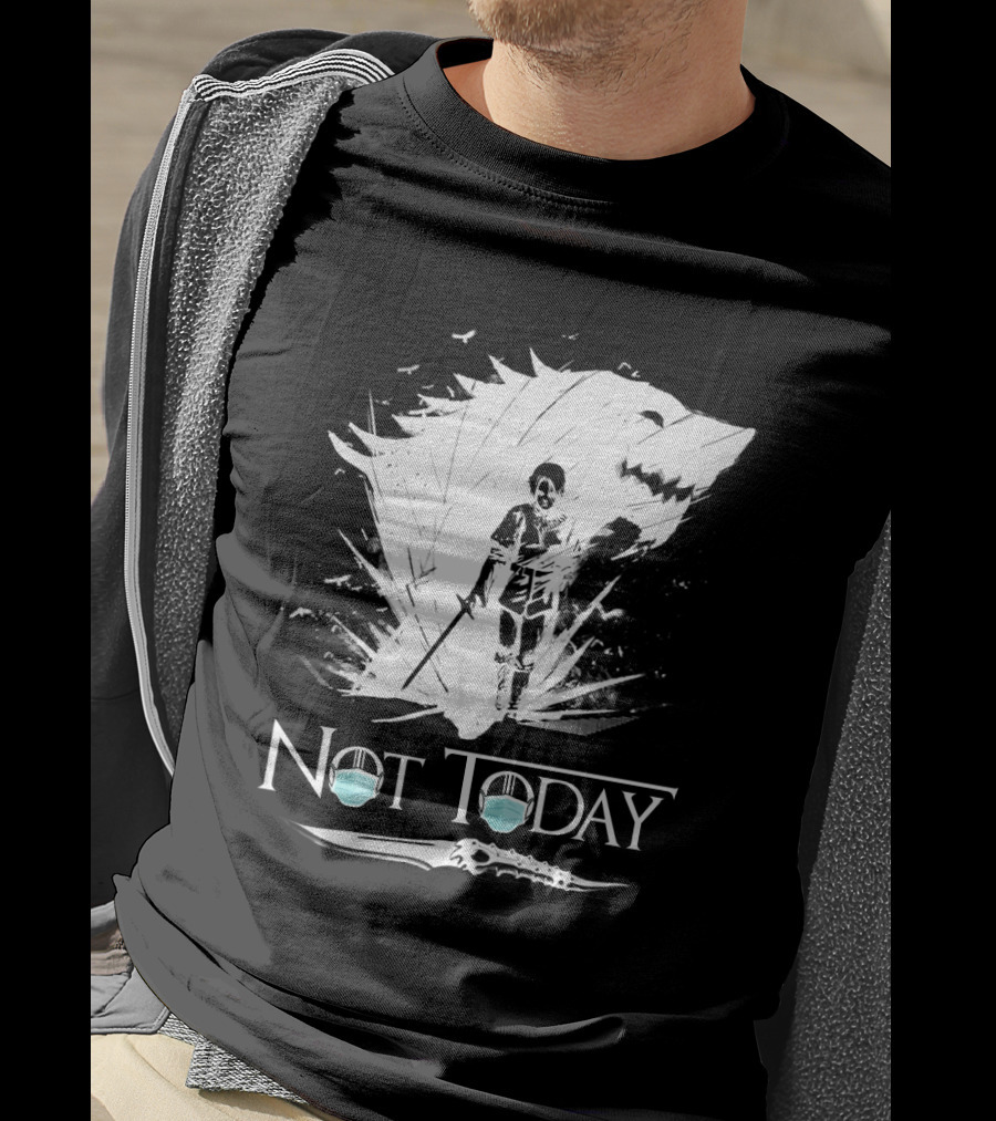 Not Today Game Of Thrones Arya Mask Wolf Sword T-Shirt