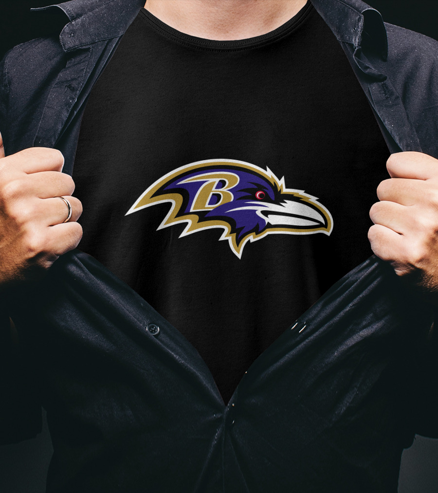 Baltimore Ravens Black And Purple Iconic B Football Team Emblem T-Shirt