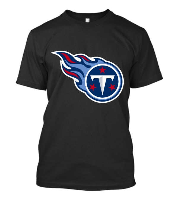 Tennessee Titans Logo Iconic Emblem Blue And Red Flames T-Shirt