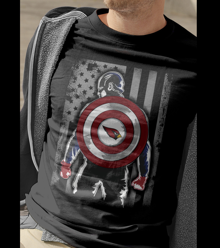 Arizona Cardinals NFL Captain America Shield American Flag T-Shirt