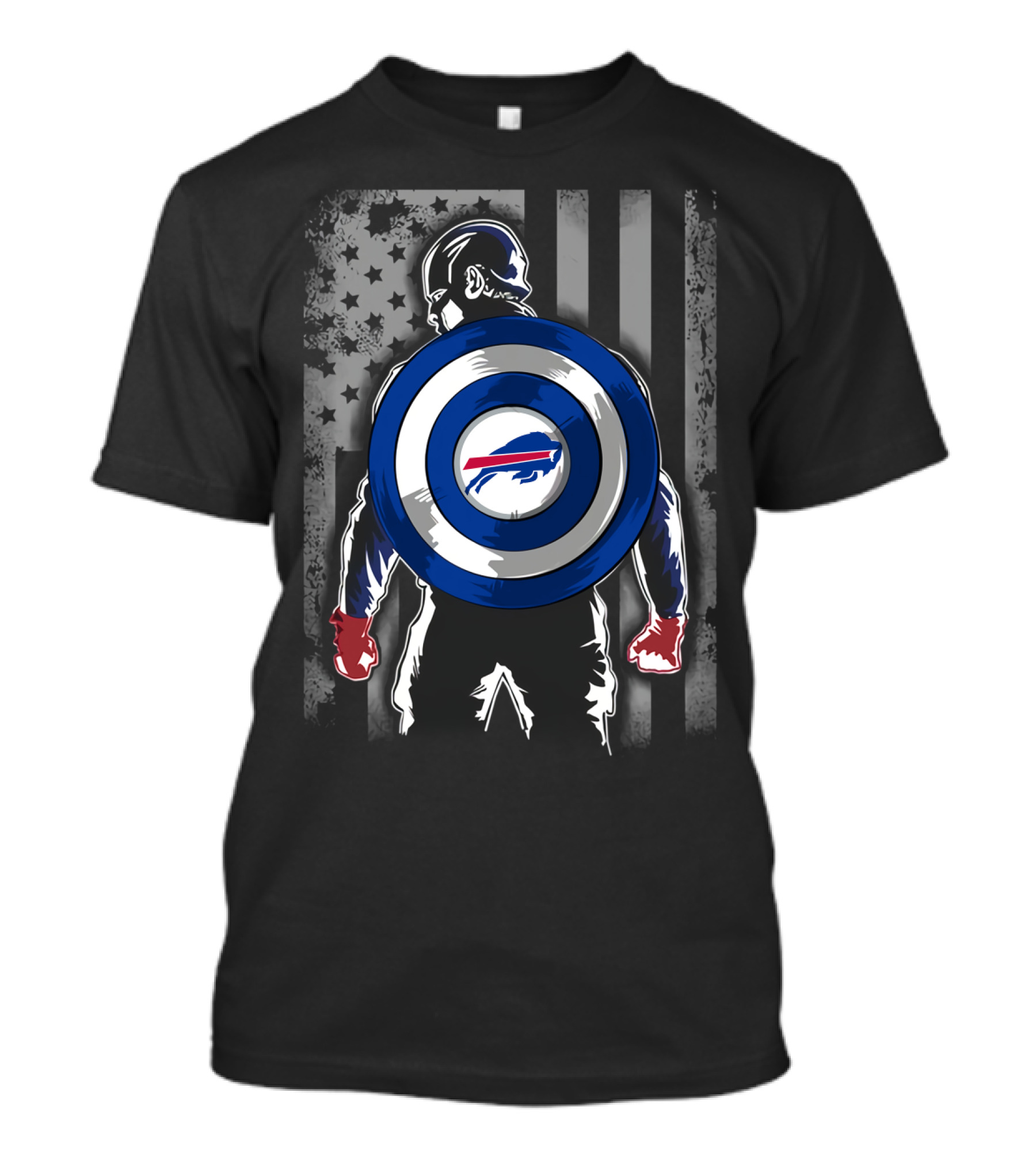 Buffalo Bills Captain America Flag Shield T-Shirt