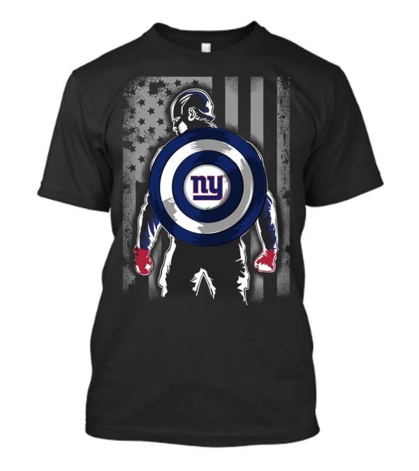 New York Giants Captain America Shield Flag T-Shirt