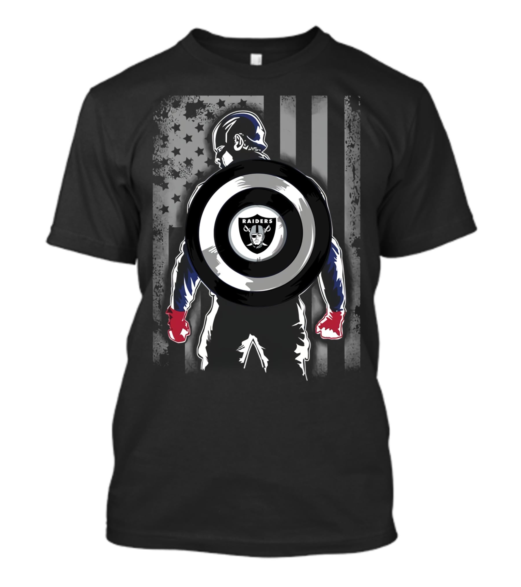 Raiders Captain America Shield American Flag T-Shirt