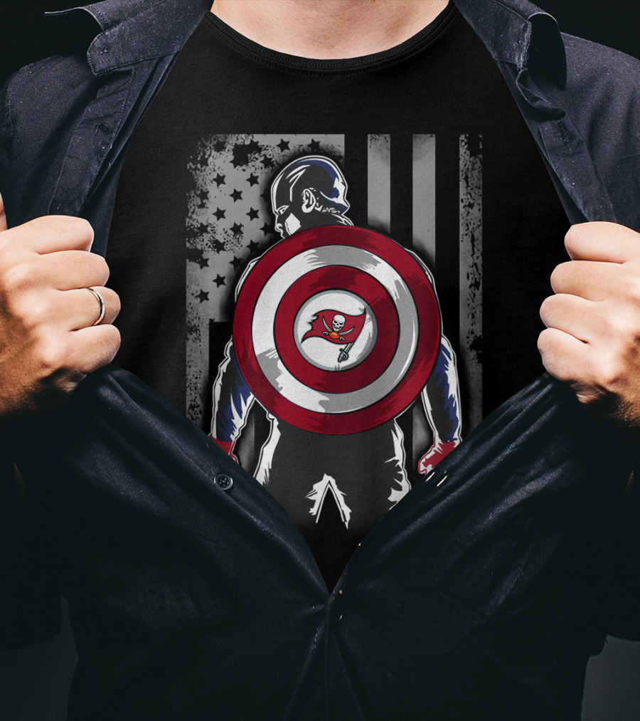 Tampa Bay Buccaneers Captain America Shield Patriotic T-Shirt