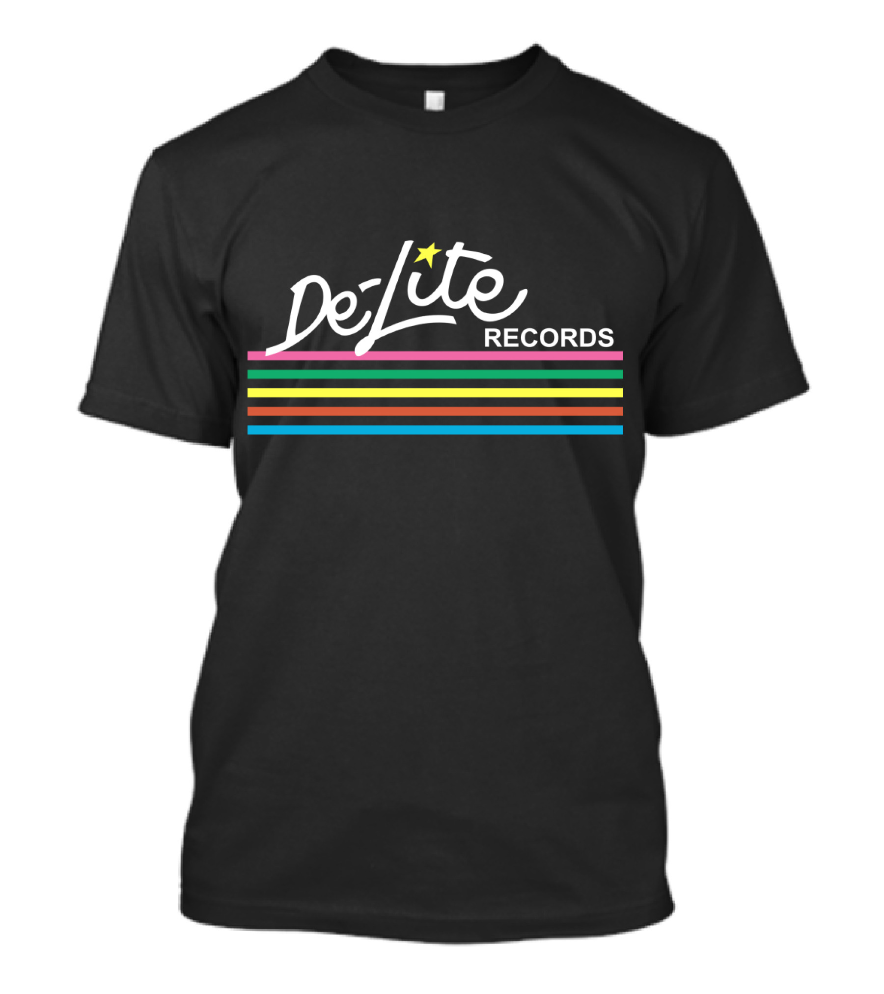 De-Lite Records Retro Logo With Colorful Stripes And Star T-Shirt