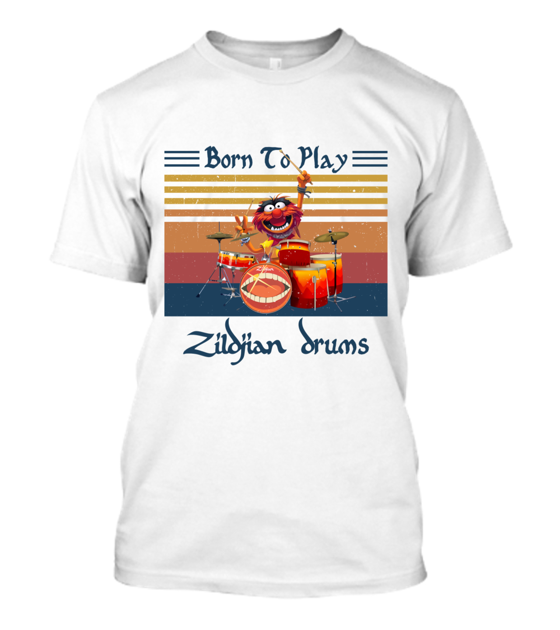 Born To Play Zildjian Drums With Animal On Drum Set T-Shirt