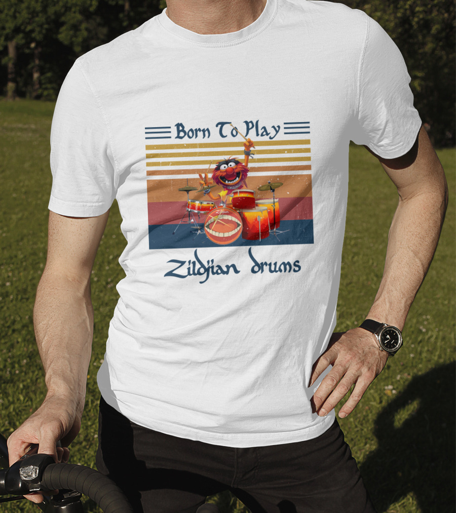 Born To Play Zildjian Drums With Animal On Drum Set T-Shirt