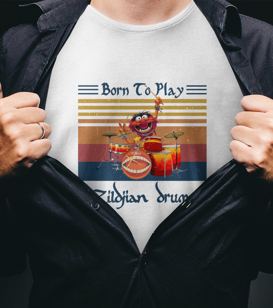 Born To Play Zildjian Drums With Animal On Drum Set T-Shirt