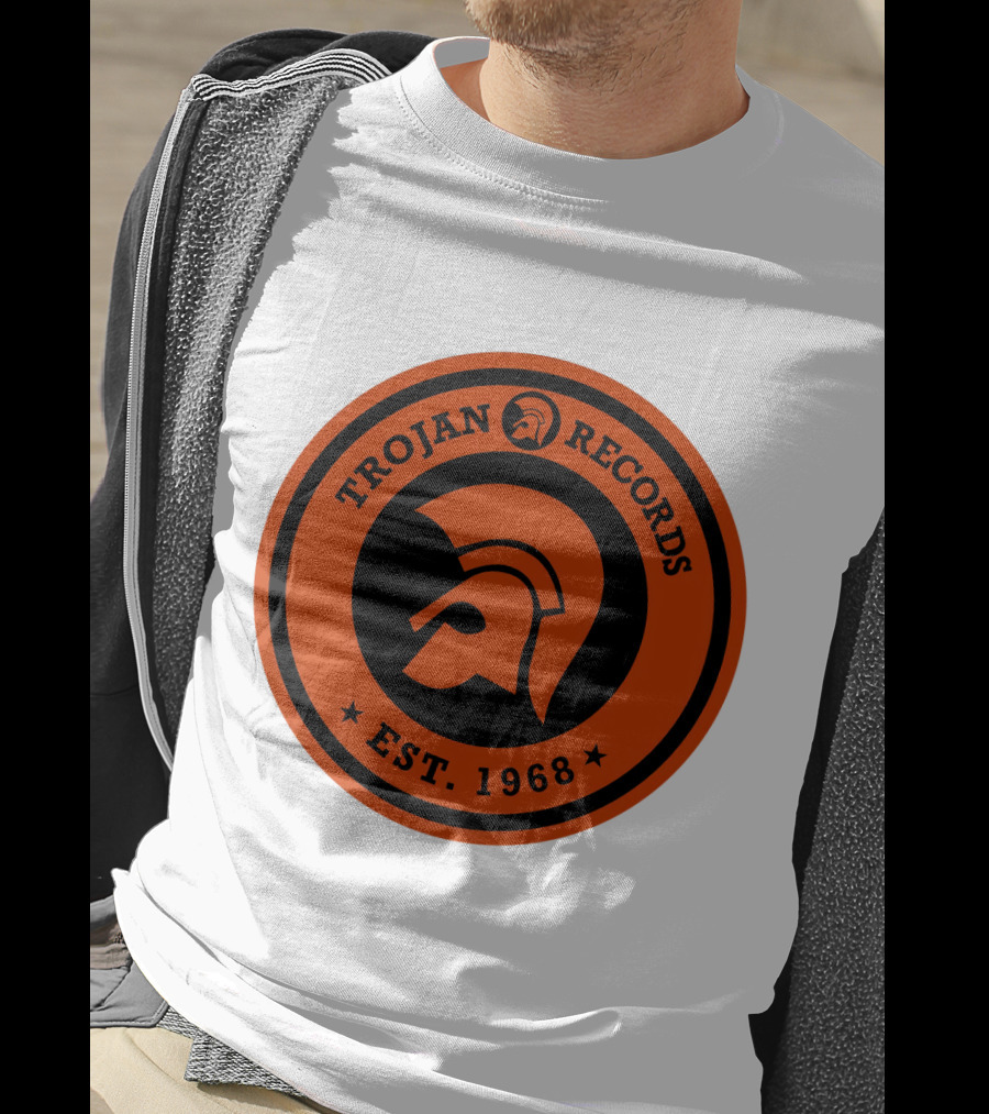 TROJAN RECORDS EST. 1968 Iconic Helmet Logo Emblem T-Shirt