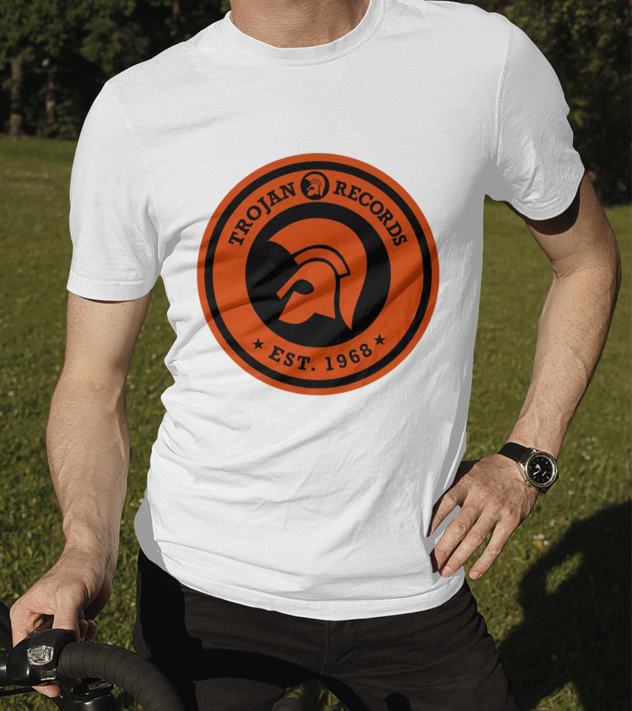TROJAN RECORDS EST. 1968 Iconic Helmet Logo Emblem T-Shirt
