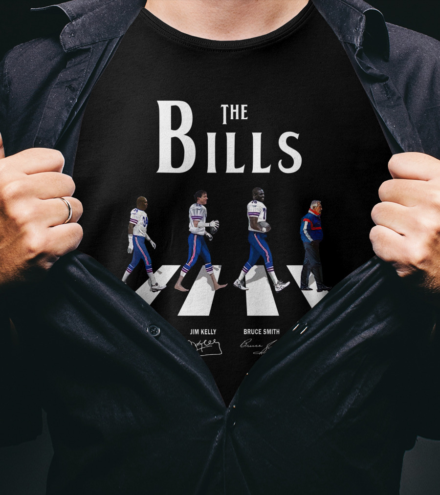 The Bills Abbey Road Thurman Thomas Jim Kelly Bruce Smith Marv Levy Signatures T-Shirt