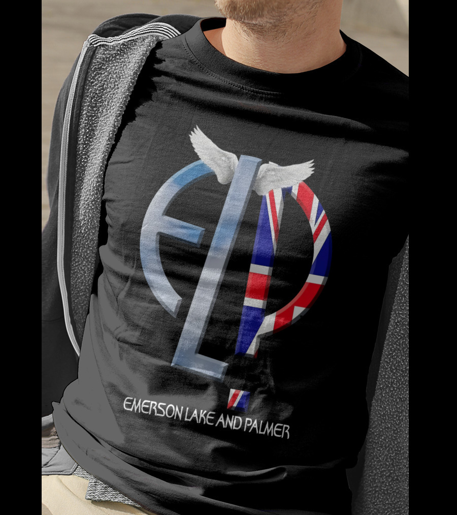 Emerson Lake And Palmer ELP Logo With Union Jack And Wings T-Shirt
