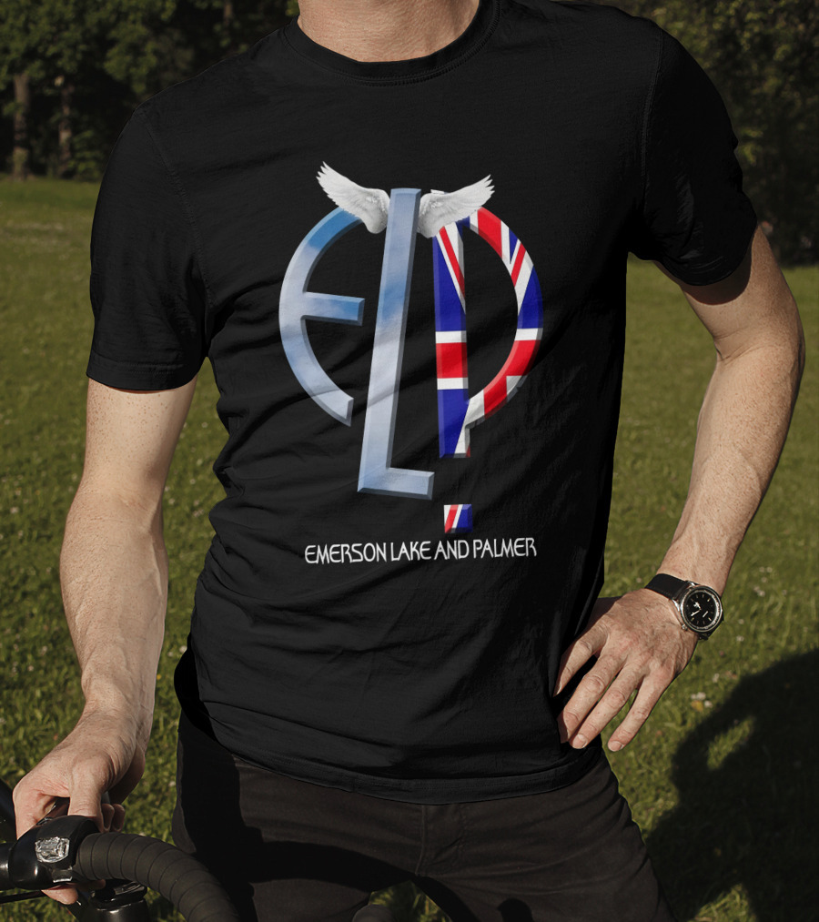 Emerson Lake And Palmer ELP Logo With Union Jack And Wings T-Shirt