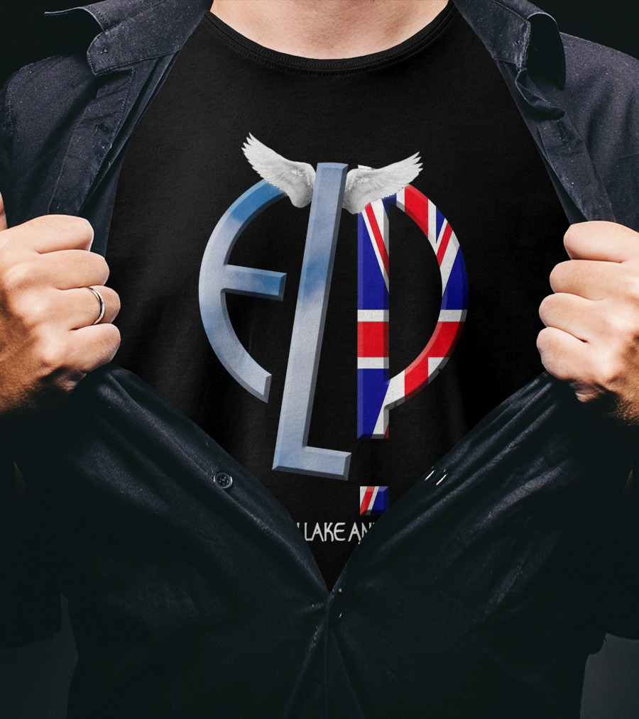 Emerson Lake And Palmer ELP Logo With Union Jack And Wings T-Shirt