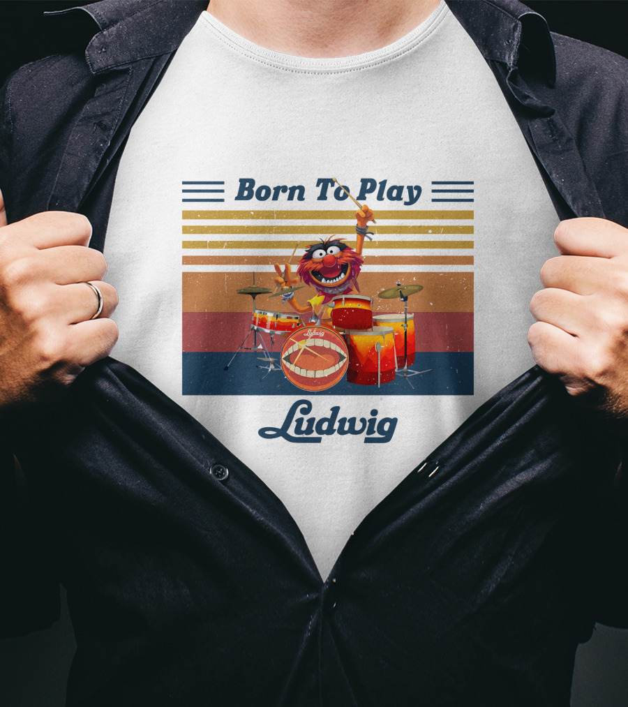 Born To Play Drums Ludwig Vintage Style Animal Muppets T-Shirt