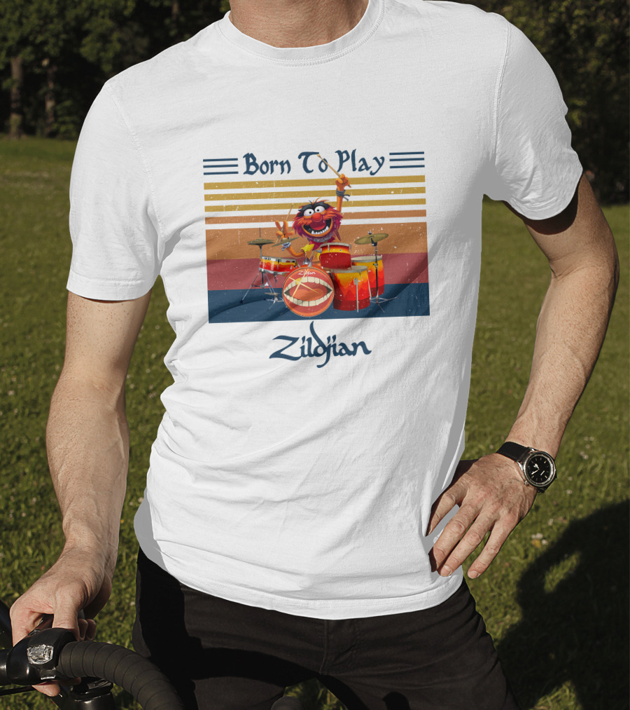 Born To Play Zildjian Drum Animal Muppets Vintage Stripes T-Shirt