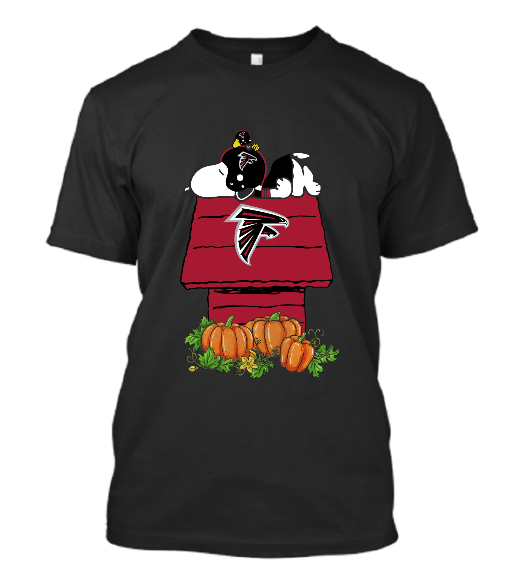 Atlanta Falcons Snoopy Doghouse With Pumpkins T-Shirt