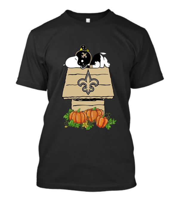 New Orleans Saints Snoopy Doghouse Pumpkin Patch T-Shirt