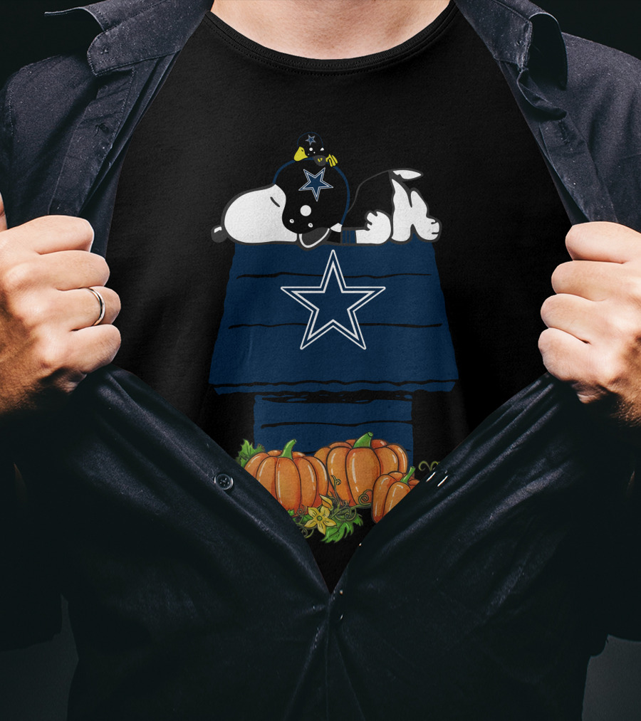 Dallas Cowboys Snoopy Pumpkin Fall Peanuts Football Halloween T-Shirt