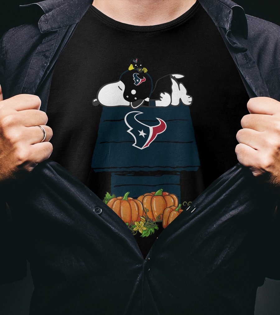 Houston Texans Snoopy Doghouse Pumpkins T-Shirt
