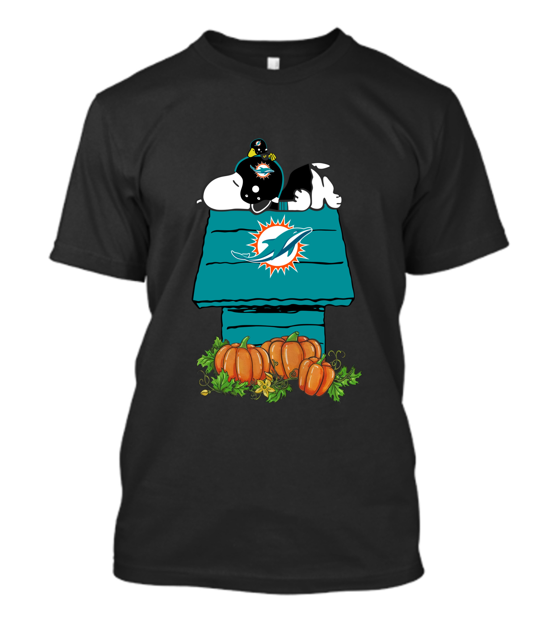 Miami Dolphins Snoopy Halloween Pumpkins T-Shirt