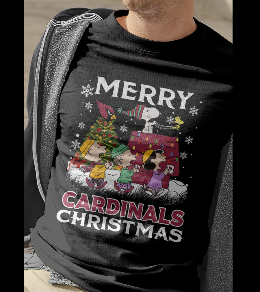 Merry Cardinals Christmas Snoopy And Friends Peanuts Holiday T-Shirt