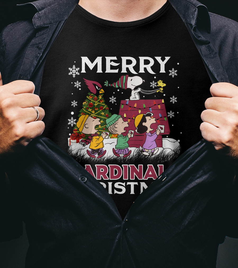 Merry Cardinals Christmas Snoopy And Friends Peanuts Holiday T-Shirt