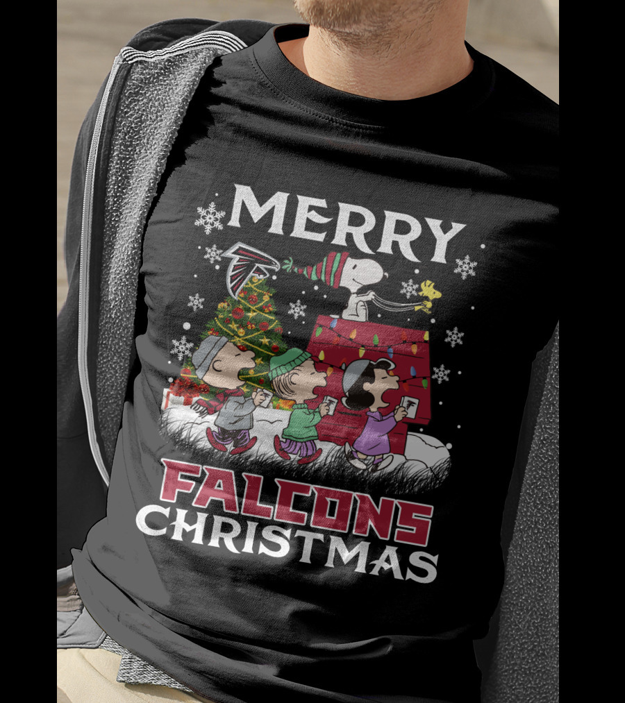 Merry Falcons Christmas Atlanta Snoopy T-Shirt