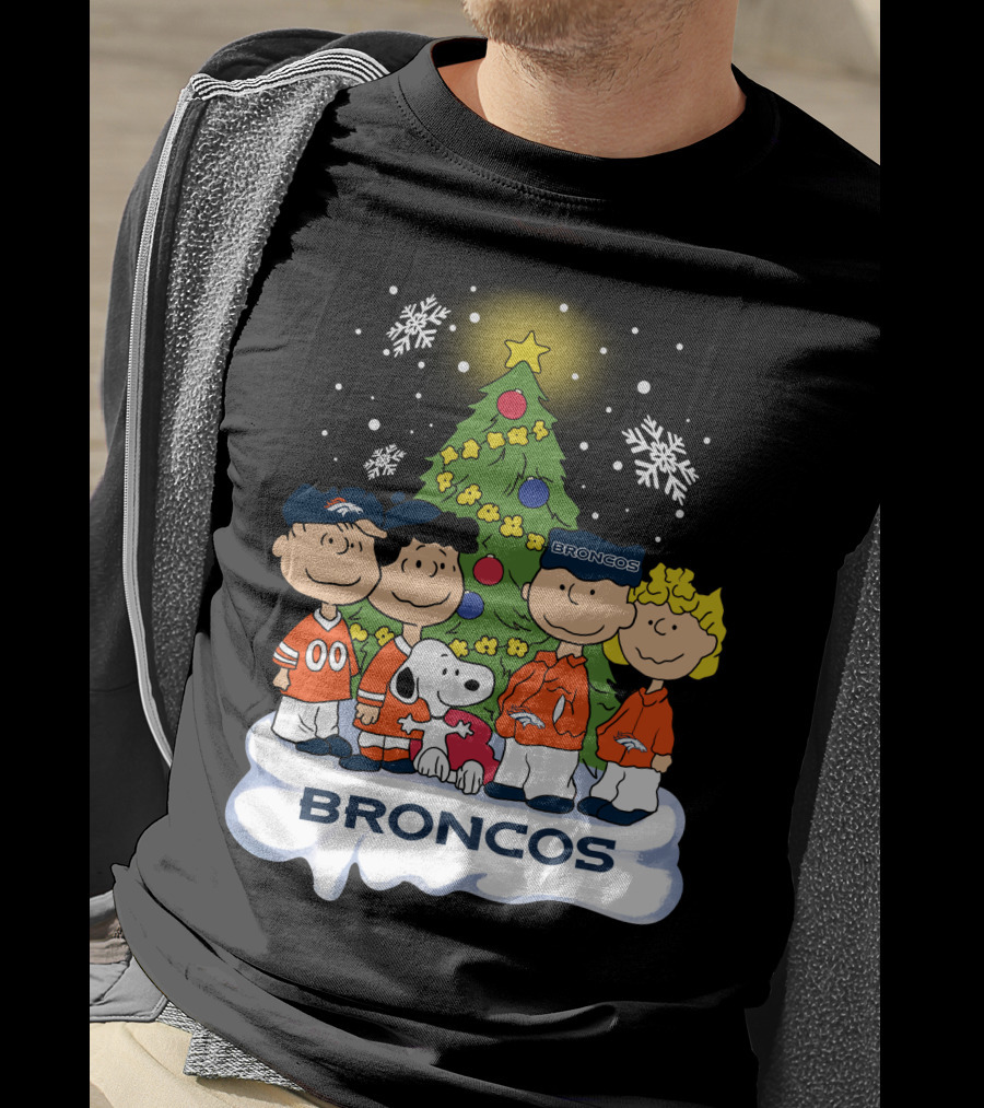 Broncos Christmas Snoopy And Peanuts Characters Holiday T-Shirt