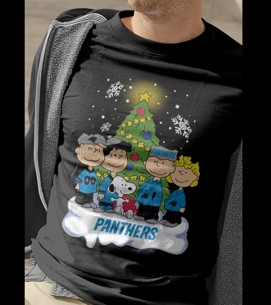 Panthers Snoopy Christmas Peanuts Characters T-Shirt
