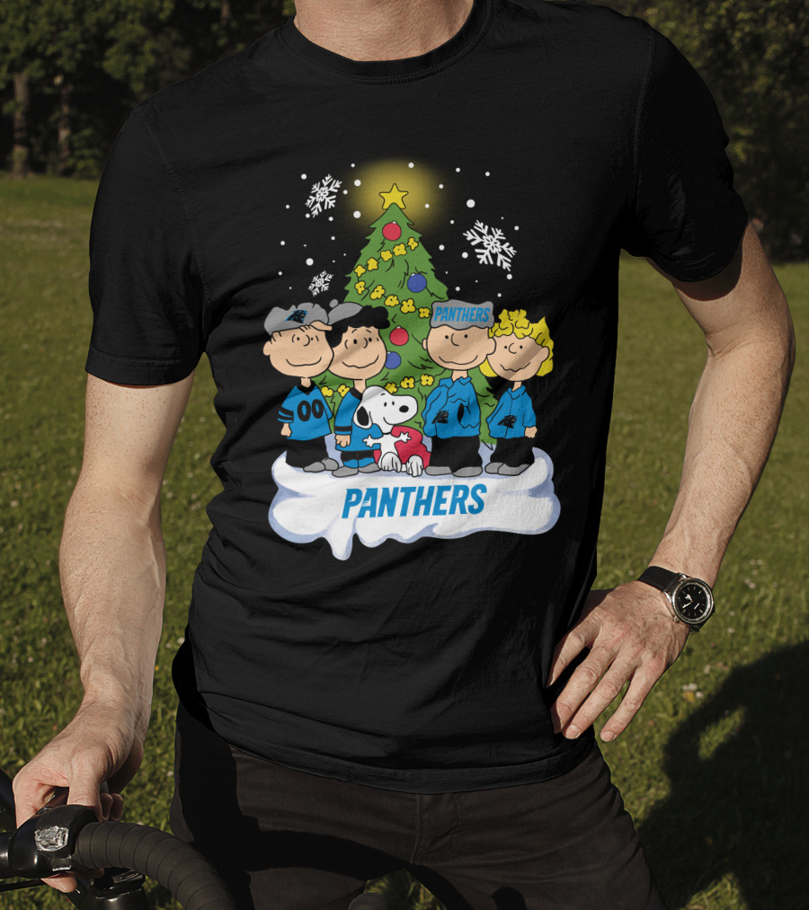 Panthers Snoopy Christmas Peanuts Characters T-Shirt