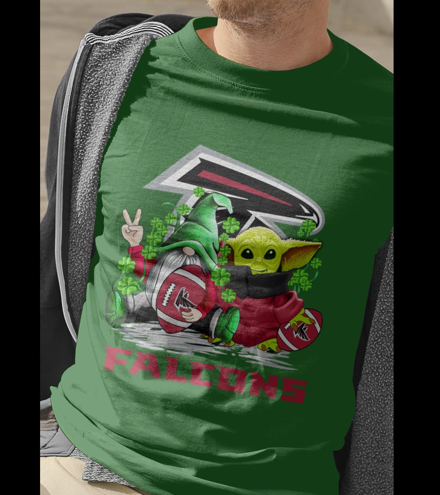 Atlanta Falcons St. Patrick's Day Football Gnome And Baby Alien T-Shirt