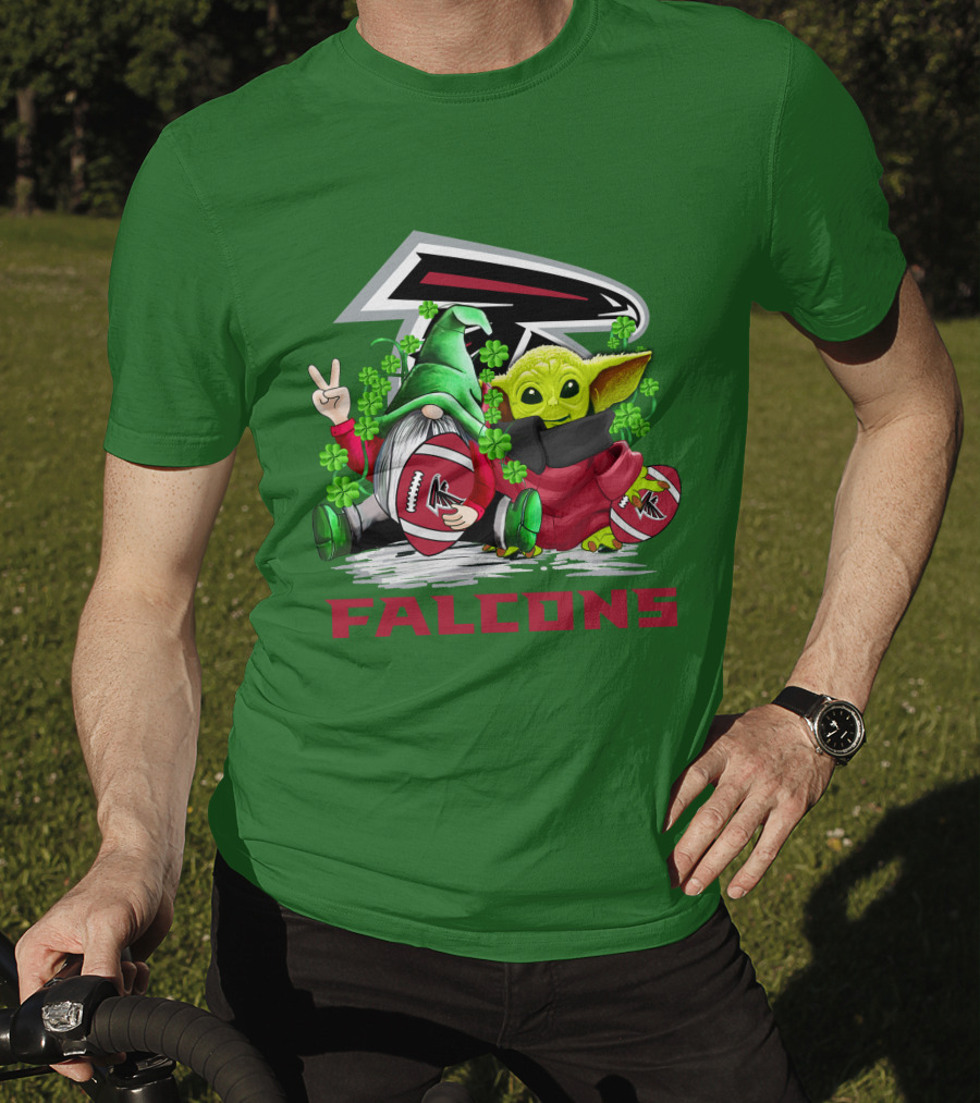 Atlanta Falcons St. Patrick's Day Football Gnome And Baby Alien T-Shirt