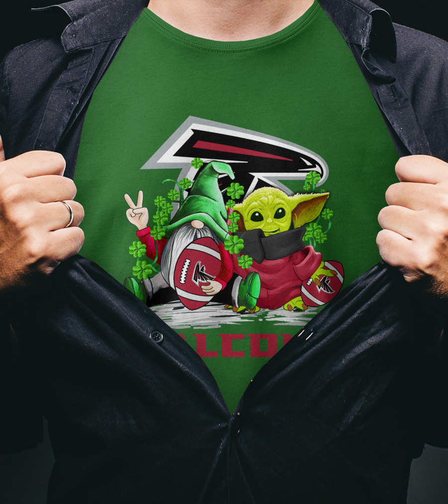 Atlanta Falcons St. Patrick's Day Football Gnome And Baby Alien T-Shirt
