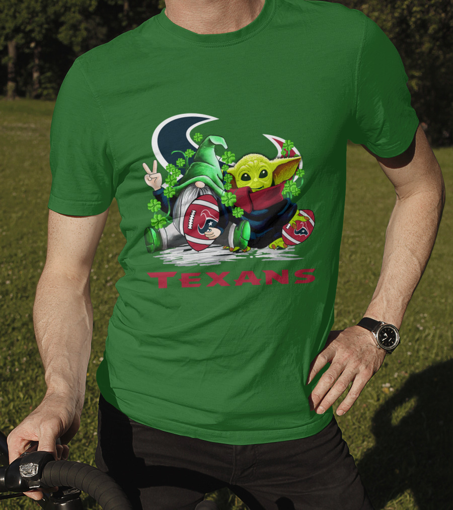 Houston Texans Football Patrick’s Day Clover Gnome And Alien T-Shirt