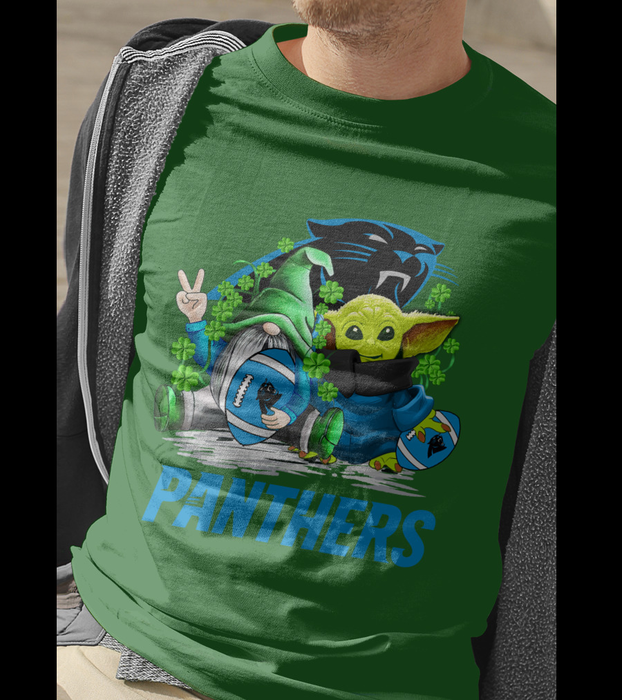 Panthers St. Patrick’s Day Football Gnome And Baby Alien T-Shirt