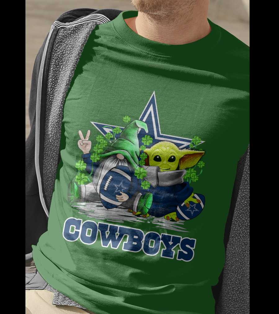 Cowboys Gnome Baby Yoda Football St. Patrick's Day T-Shirt