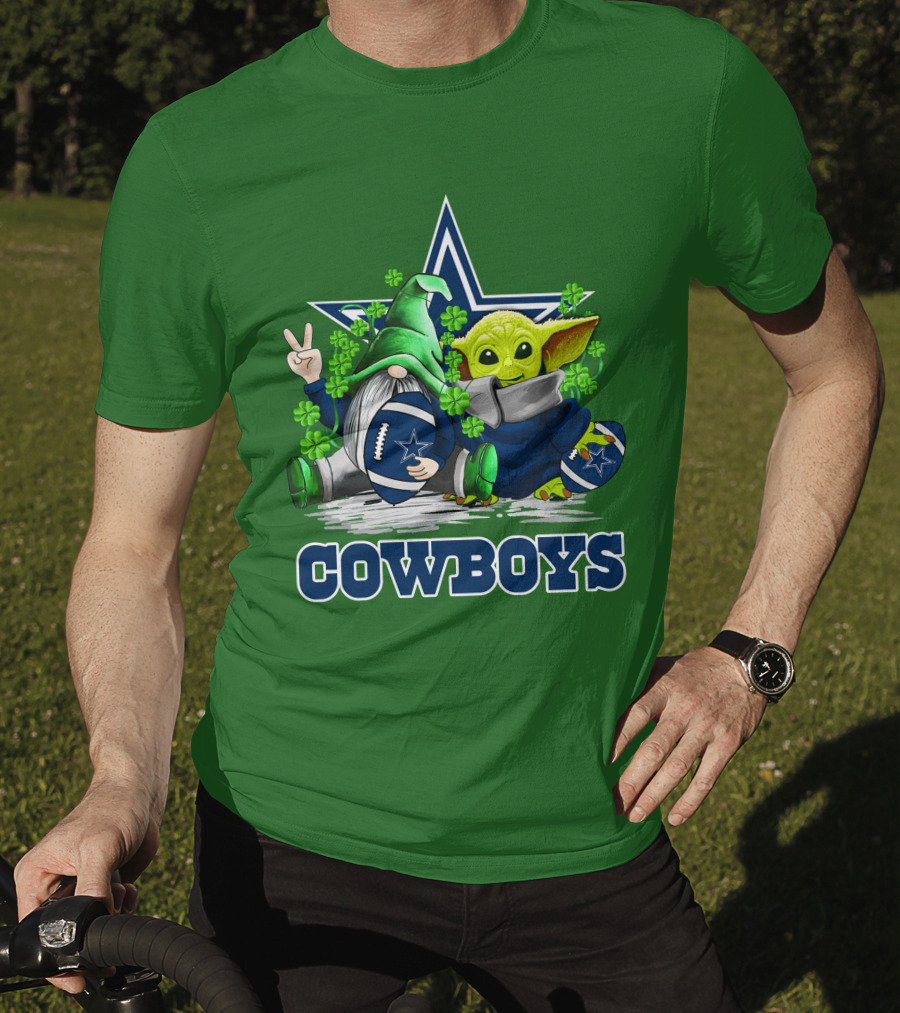 Cowboys Gnome Baby Yoda Football St. Patrick's Day T-Shirt