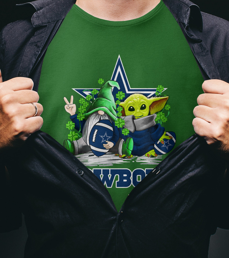 Cowboys Gnome Baby Yoda Football St. Patrick's Day T-Shirt