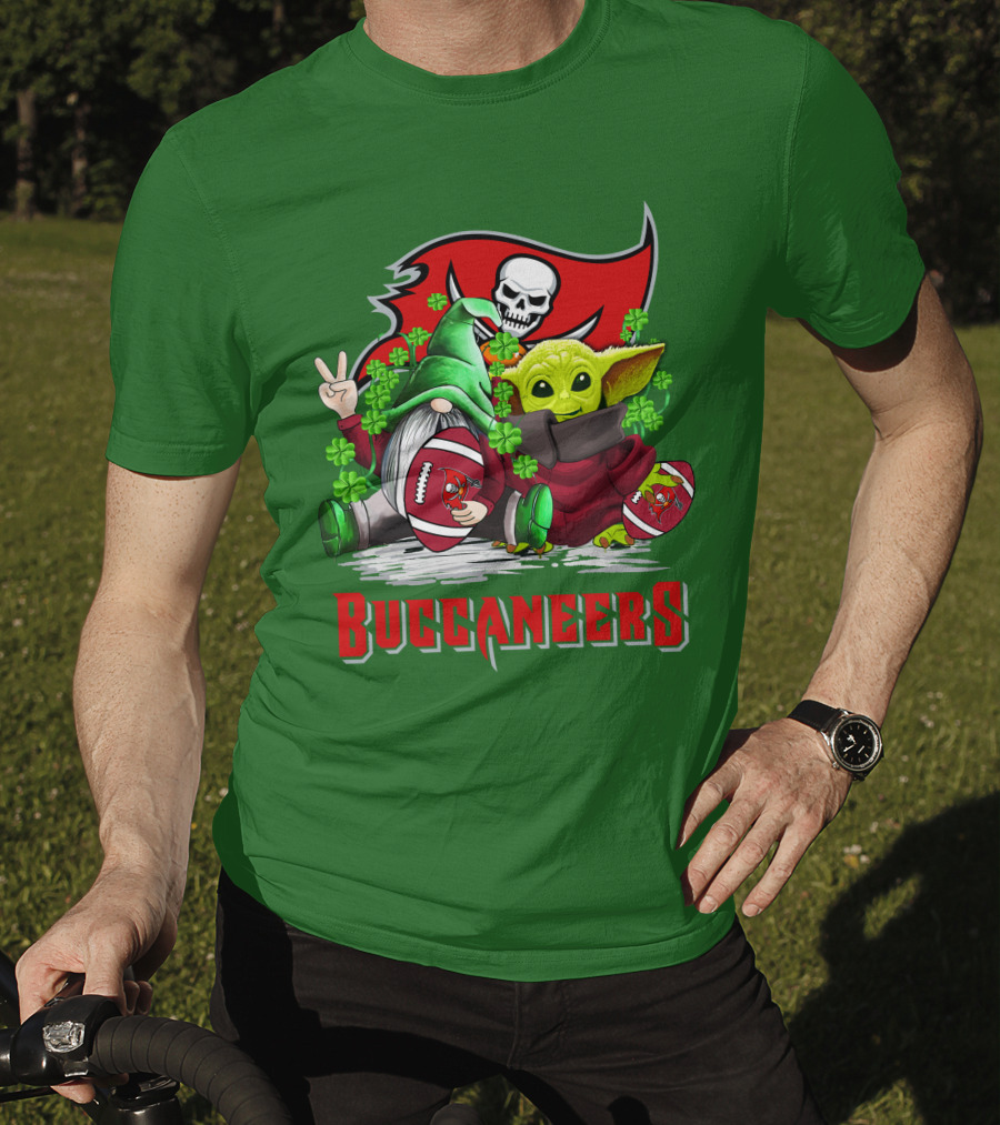 Buccaneers St. Patrick's Day With Gnome And Baby Alien Football T-Shirt