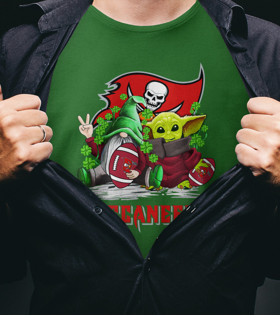Buccaneers St. Patrick's Day With Gnome And Baby Alien Football T-Shirt