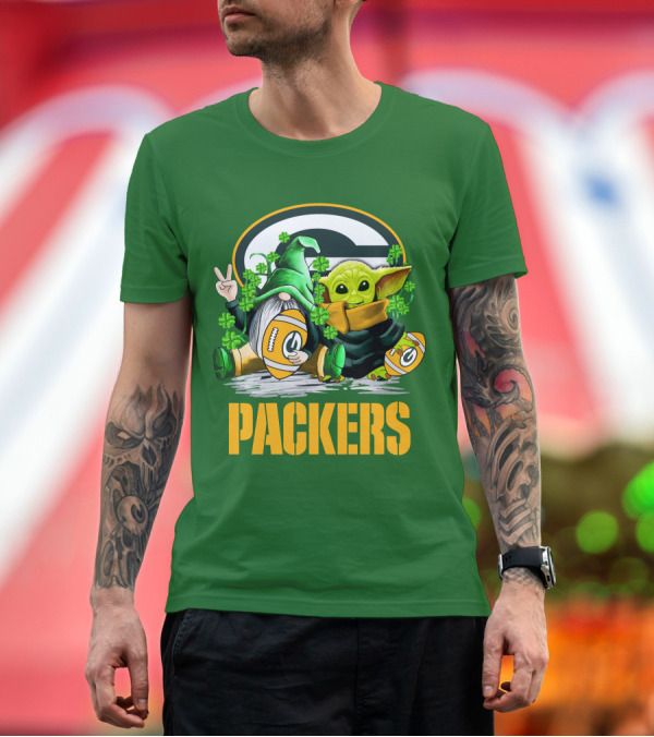 Premium T-Shirt: Green Bay Packers Shamrock Gnome and Alien Football St. Patrick's Day T-Shirt Green Bay Packers Shamrock Gnome and Alien Football St. Patrick's Day T-Shirt