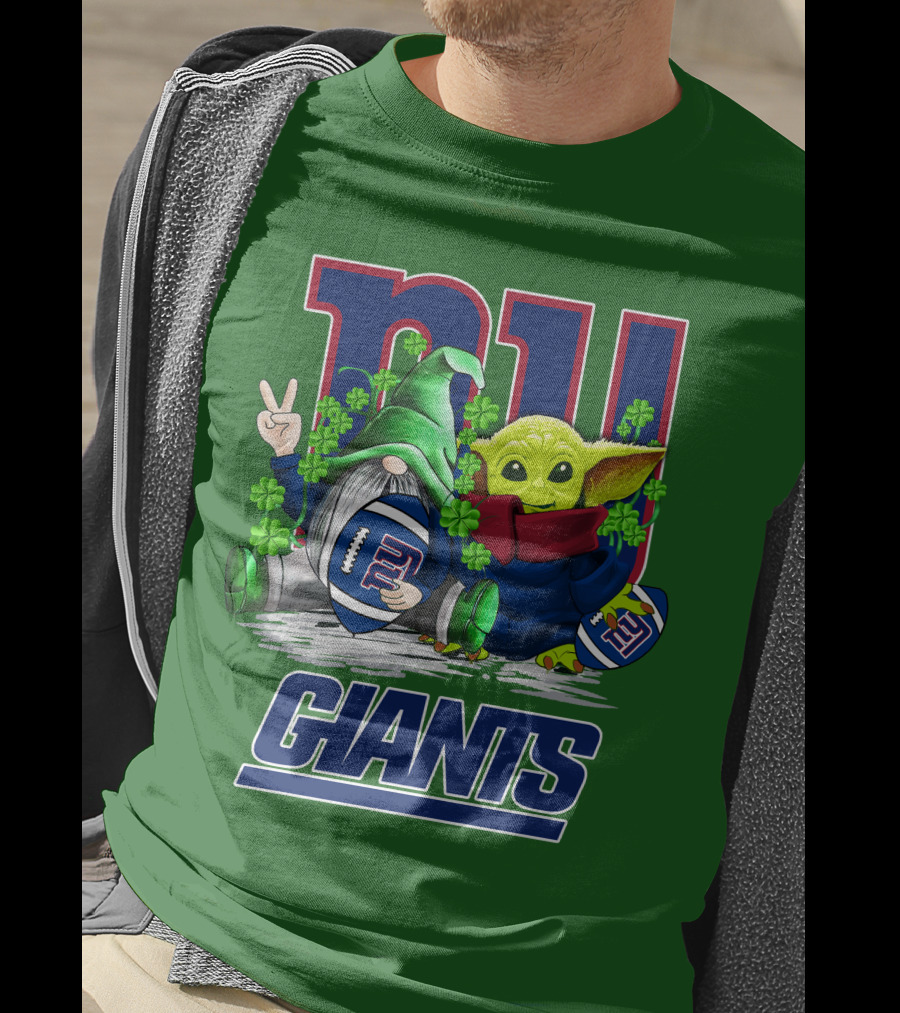 New York Giants Football St. Patrick's Day Gnome And Yoda T-Shirt