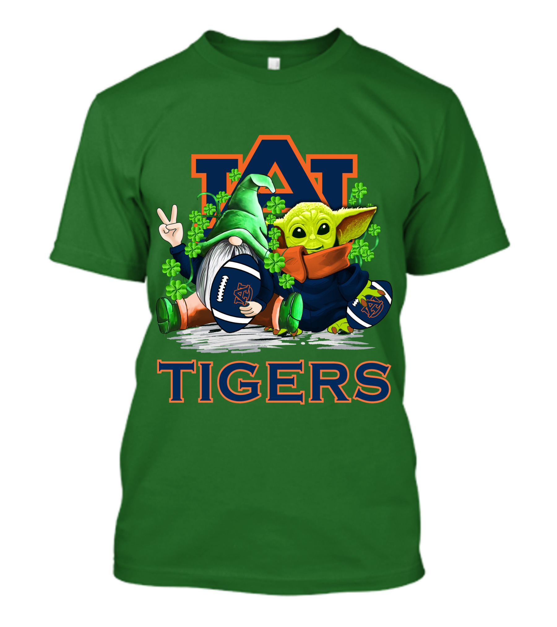 Auburn Tigers St. Patrick’s Day Football Gnome And Yoda Fan T-Shirt