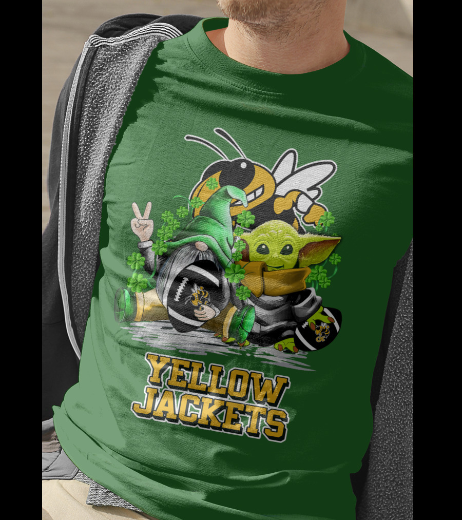 Georgia Tech Yellow Jackets St. Patrick’s Day Football Gnome And Green Baby Character T-Shirt