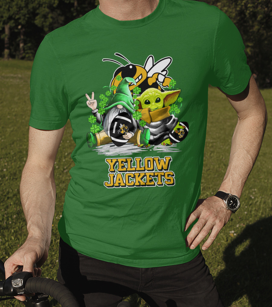 Georgia Tech Yellow Jackets St. Patrick’s Day Football Gnome And Green Baby Character T-Shirt